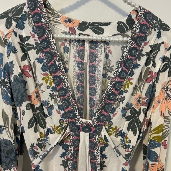 Free People Violet Hill Mini Dress Tunic Women's Size 4 Floral Boho babydoll Y2K - Picture 5 of 10